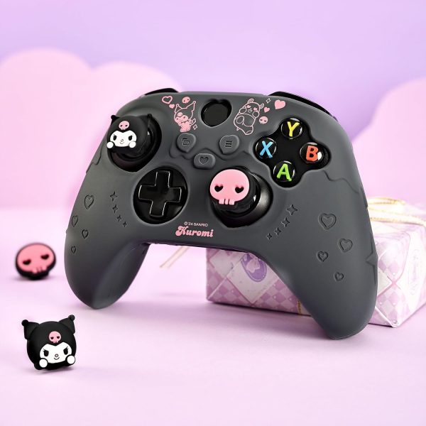 ⁦غطاء حماية لذراع تحكم Xbox One Series X من كويتمور جراب واقي السيليكون الناعم مضاد للانزلاق متوافق مع ذراع غطاءين لمقبض الابهام - كيه ال ام أسود⁩ - الصورة ⁦6⁩