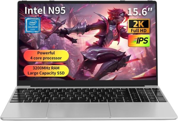 NEOBIHIER Gaming Laptop 15.6" FHD, Intel N95, 512GB SSD, 16GB DDR4 RAM, 6000mAh Battery,Backlit Keyboard, Fingerprint Unlock, Windows 11 Laptop Computer for Work & Entertainment