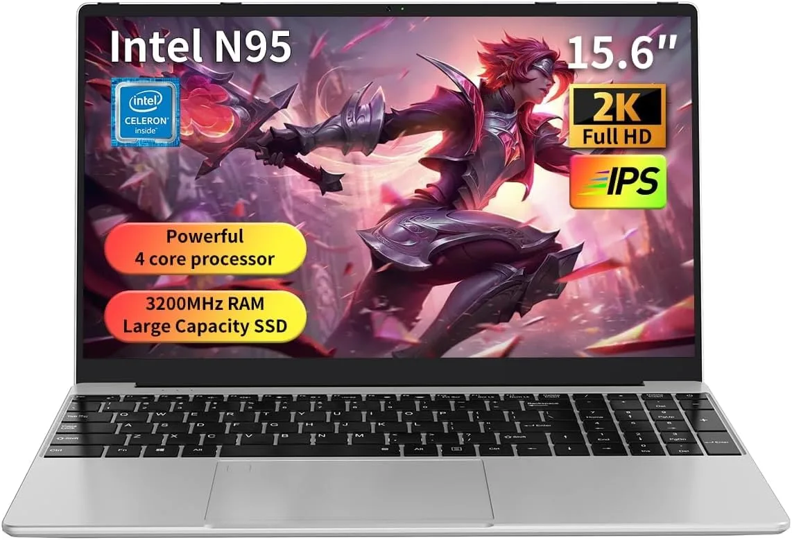 NEOBIHIER Gaming Laptop 15.6" FHD, Intel N95, 512GB SSD, 16GB DDR4 RAM, 6000mAh Battery,Backlit Keyboard, Fingerprint Unlock, Windows 11 Laptop Computer for Work & Entertainment