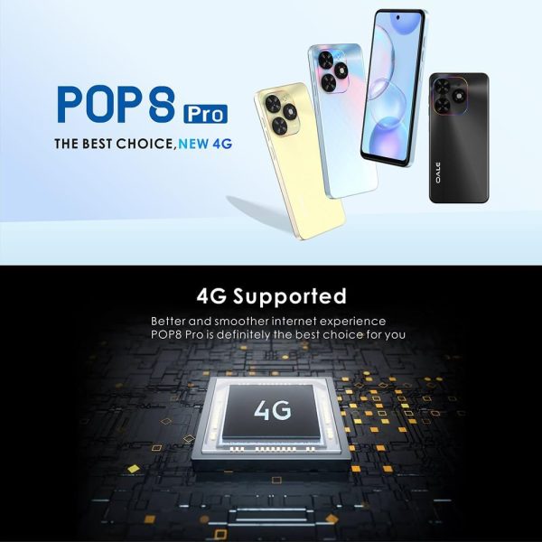 ⁦OALE POP 8 Pro, Android, 6.6 Inch Screen, Dual SIM, 7GB RAM (3GB + 4GB), 64GB Internal Memory, 5075 mAh Battery, 5MP + 13MP Camera, 4G (Alpenglow Gold)⁩ - الصورة ⁦2⁩
