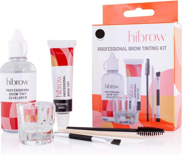 ⁦Hi Brow Professional Tinting Kit - Eyebrow Dye Full Size Set - 15ml Tint, 50ml Tint Developer, Glass Mixing Dish, Dual End Brush, Mascara Wand, Orange Wood Stick (Dark Charcoal)⁩ - الصورة ⁦6⁩