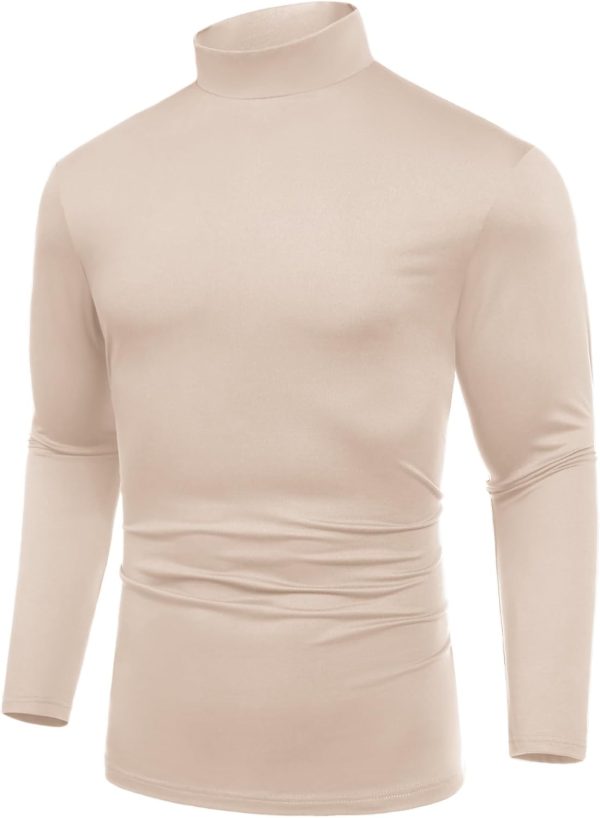 ⁦COOFANDY Mens Mock Turtleneck T-Shirts Long Sleeve Solid Color Tees Shirts Basic Casual Slim Fit Pullover T Shirts⁩ - الصورة ⁦5⁩
