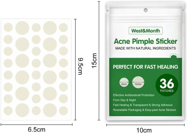 ⁦Salasabil Transparent Acne Remover Pimple Absorbing Cover Blemish Spot Skin Care Facial Stickers 2 Sizes (36 Count) in two boxs⁩ - الصورة ⁦6⁩