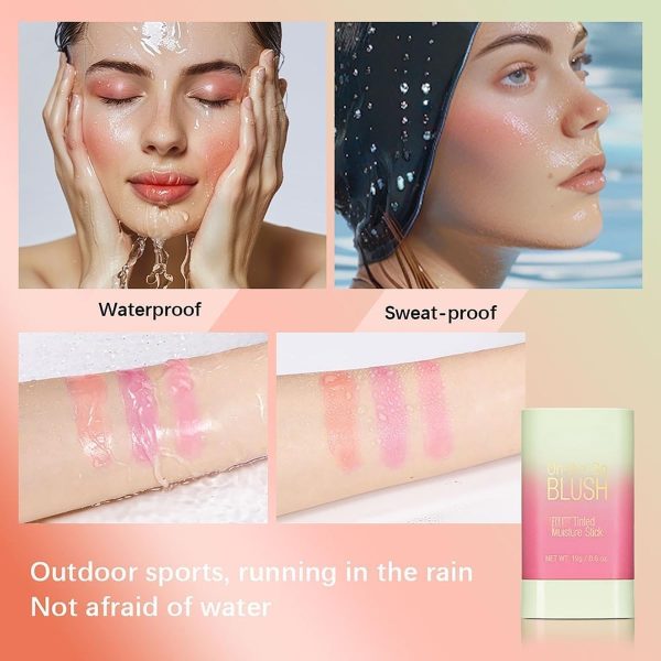 ⁦Hepiide Blush Stick, Blush Cream for Cheeks Eyes Lips,Blush in Natural with Waterproof Sweat-Resistant, Tinted Solid Stick with Long Lasting, Nude Makeup Multi-Use Stick Creamy Blush (Shy Pink, 1)⁩ - الصورة ⁦4⁩