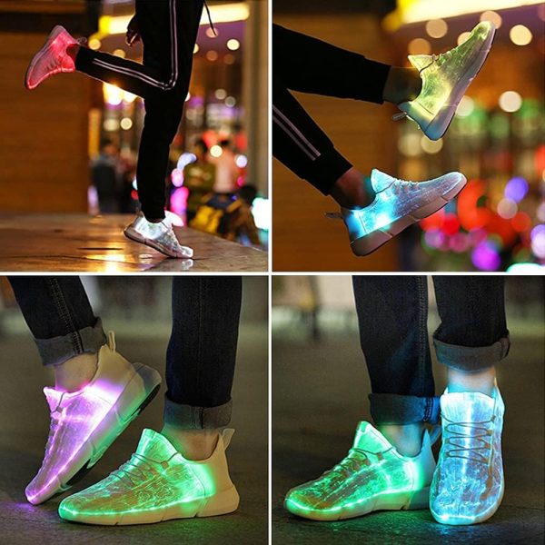 ⁦Shinmax Fiber Optic LED Shoes, Light Up Shoes for Women Men USB Charging Flashing Luminous Trainers for Festivals, Christmas Party⁩ - الصورة ⁦5⁩