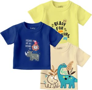 LUAY 100% Organic Cotton T-Shirts for Boys & Girls Festive Short Sleeve Styles in Vibrant Colors and Patterns for Kids and Toddlers_Regular Fit