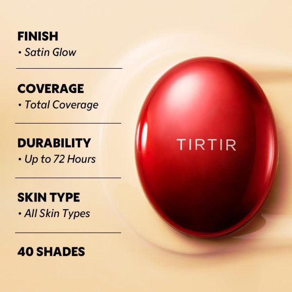 ⁦TIRTIR Mask Fit Red Cushion Foundation | Japan's No.1 Choice for Glass skin, Long-Lasting, Lightweight, Buildable Coverage, Semi-Matte (30N Rich Honey, 0.63 Fl Oz (Pack of 1))⁩ - الصورة ⁦4⁩