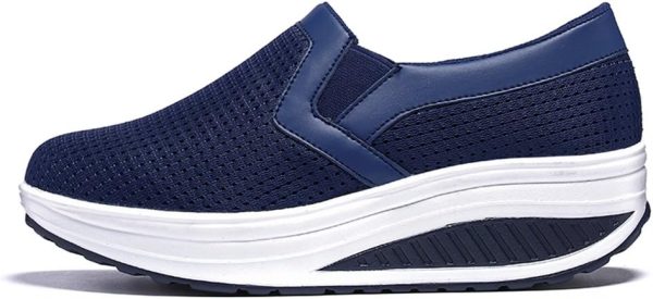 ⁦L LOUBIT Women Wedge Shoes Breathable Mesh Sneakers Slip On Comfort Walking Shoes⁩ - الصورة ⁦2⁩
