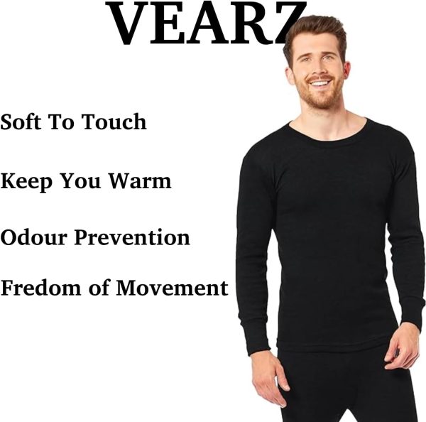 ⁦VEARZ Mens Short Sleeve Thermal Underwear T-Shirt – Adults Warm Crew Neck Winter Baselayer Vest Tee Top Size UK S-2XL⁩ - الصورة ⁦3⁩