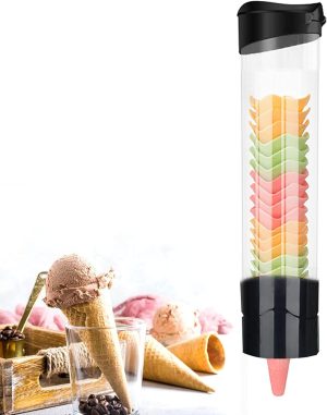 Saladulce Ice Cream Cone Dispenser Holder Wall Mount Cone Holder Waffle Cone Dispenser for Ice Cream Machine, 16.9"Hx3.9"D