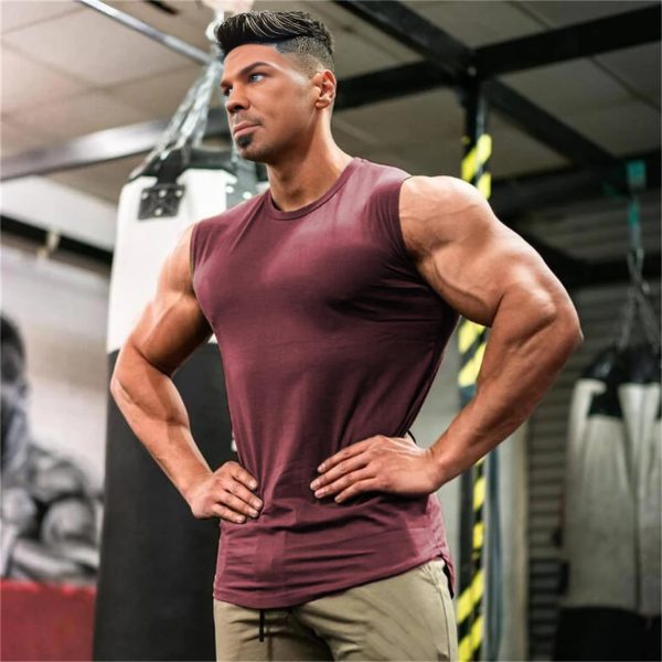 ⁦Mens Workout Tank Tops Quick Dry Sleeveless Running Gym Muscle Shirts Summer Mesh Tee Top⁩ - الصورة ⁦2⁩
