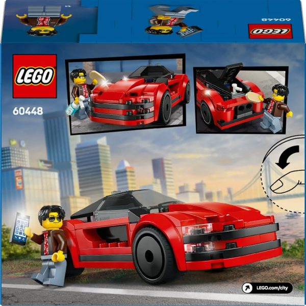 ⁦LEGO City Red Sports Car Toy - Race Car Toys for 5+ Year Old Boys & Girls - Educational Gifts for Birthdays & Holidays - Includes a Driver Minifigure & Accessories - 60448⁩ - الصورة ⁦10⁩