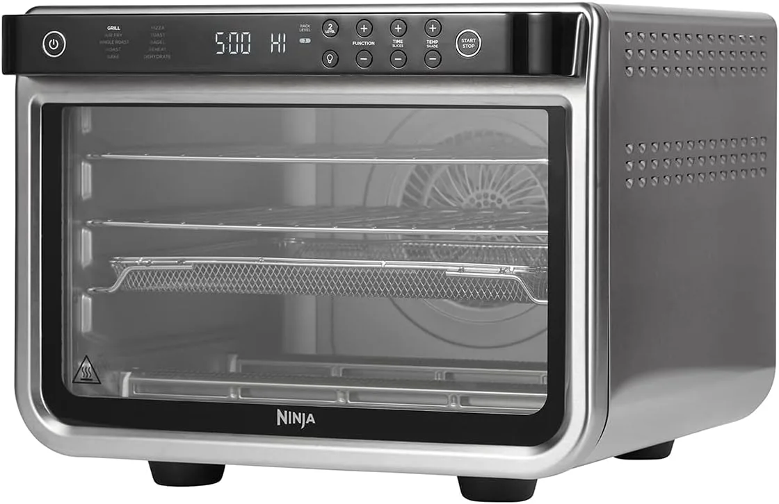 Ninja Foodi 10-in-1 Multifunction Oven, Fast Mini Oven, Countertop Oven, 10 Cooking Functions, Air Fry, Pizza, Grill, Roast, Bake, Toast, Bagel & more, Make Family-Size Meals, Silver/Black DT200UK