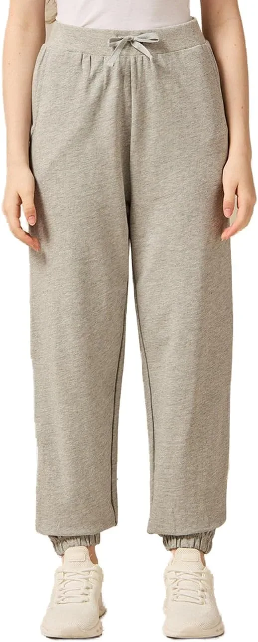REDTAG Senior Girls Grey MÃ lange Basic Track Pants