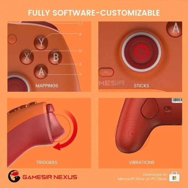 ⁦GameSir G7 SE Wired Controller for Xbox Series X|S, Xbox One & Windows 10/11, Plug and Play Gaming Gamepad with Hall Effect Joysticks/Hall Trigger, 3.5 mm Audio Jack （Orange)⁩ - الصورة ⁦4⁩