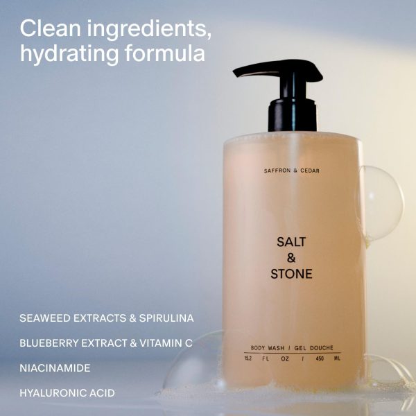 ⁦Salt & Stone Body Wash with Antioxidants for Deep Moisture | For Women & Men, Sulfate, Paraben, & Dye Free, Leaving Skin Soft and Hydrated⁩ - الصورة ⁦2⁩