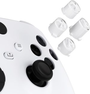eXtremeRate ABXY Buttons for Xbox Series X/S Controller, Buttons with ABXY Cassic Symbol for Xbox One S/X, Elite V1/V2, Two-Tone Buttons White & Clear