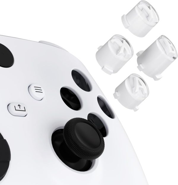 eXtremeRate ABXY Buttons for Xbox Series X/S Controller, Buttons with ABXY Cassic Symbol for Xbox One S/X, Elite V1/V2, Two-Tone Buttons White & Clear