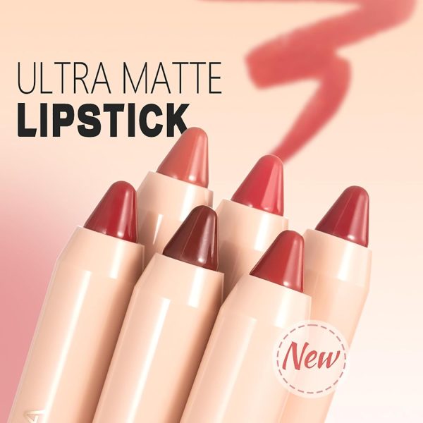 ⁦Hepiide 2 Pcs Nude Matte Velvet Crayon Lipstick, Moisturizing Lightweight Creamy Lip Color, Waterproof Long-Lasting Crayon Lip Gloss for Women, Non-Sticky, Ultra Matte Lip Liner Pen (Color, 08)⁩ - الصورة ⁦2⁩