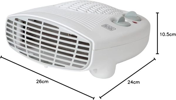 ⁦Black & Decker BXSH37005GB Fan Heater, 2 Heat Settings, 1 Fan Setting, Adjustable Thermostat, 2KW, White⁩ - الصورة ⁦8⁩
