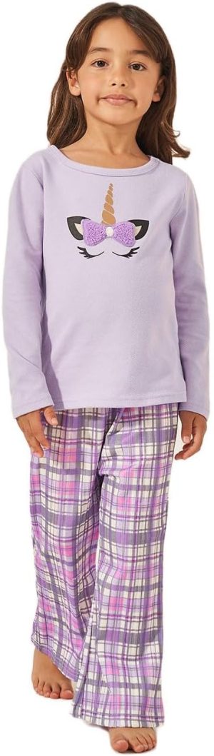 Styli Girls Butterfly Print T-Shirt And Checked Pyjama Set
