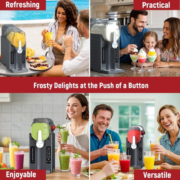 ⁦Slushie Machine: No Ice Needed All-in-One Slushy Maker for Home, Real-Time Temp Display, Auto-Clean, 6 Preset | Frozen Margaritas, Cocktails, Frappés, Ice Cream, Smoothies, Milkshakes,Summer Parties⁩ - الصورة ⁦8⁩