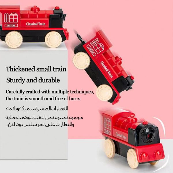 ⁦Train Rail Set, Electric Train Toys Sets, Battery Operated Train Set with Tracks Magnetic Connection, DIY Rail Car Children's Toys with Bridge & Accessories, for Ages 3 Years+ (Red-70PCS)⁩ - الصورة ⁦6⁩