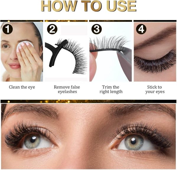 ⁦Hepiide 5 Pairs Self Adhesive Eyelashes: with Tweezers - No Glue Needed - Reusable Self Adhesive Eyelashes - False Eyelashes for Beginners (FZ5-06)⁩ - الصورة ⁦5⁩