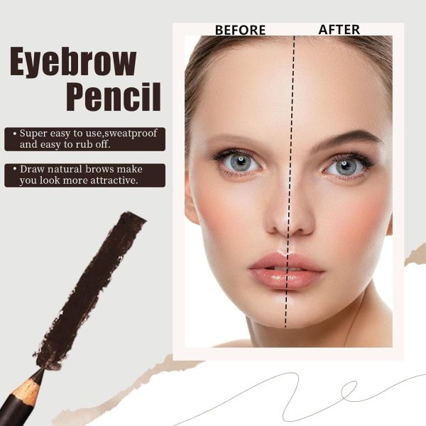 ⁦KASTWAVE 12 PCS Dark Brown Eyebrow Eyeliner Pencils Makeup Pen, Waterproof Eye Brow Pencil,Long-lasting Nice Color Eye Brow Gel Pen Makeup Brow Tint Pencils（Dark Brown）⁩ - الصورة ⁦5⁩