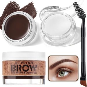 NALACAL 2-in-1 Eyebrow Makeup Kit with Waterproof Dark Brown Pomade, Shaping Wax, and Duo Brush – Define, Fill, and Style Your Brows with Clear Brow Gel for a Fluffy, Lifted Look