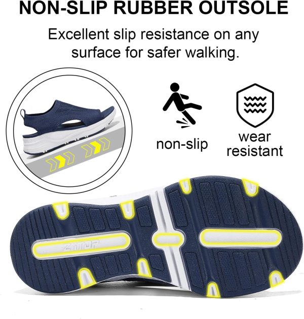 ⁦GoodValue Womens Comfortable Orthopedic Sandals Arch Support Ladies Walking Sport Athletic Sandals Open Toe Slip On Plantar Fasciitis Platform Dress Sandal⁩ - الصورة ⁦4⁩