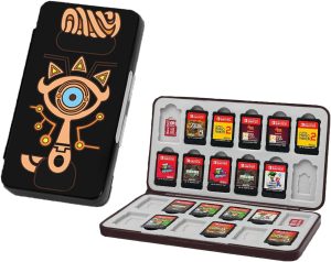 SWIUKPHE Game Card Case for Switch/SD Cards, Storage 24 Switch Game Cartridges and 24 Micro SD Cards, Portable Holder Pretty Cute Hard Shell with Magenic Closure, Black