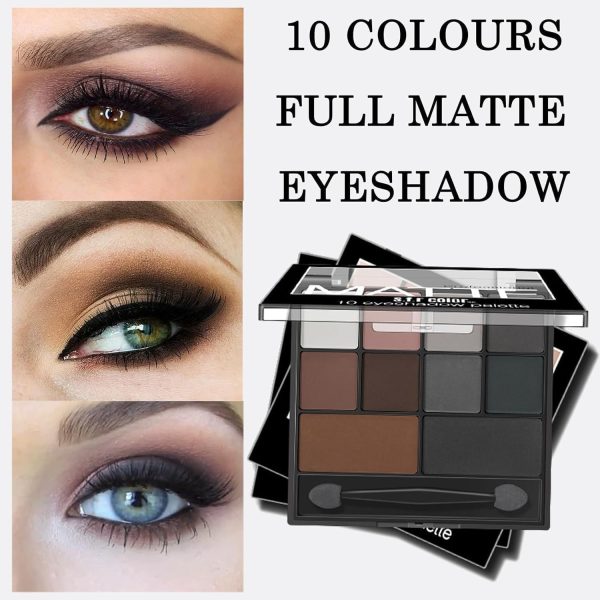⁦ALMEKAQUZ Eyeshadow Palette, Matte Eye Shadow Pallets for Women Long Lasting, Professional Highly Pigmented Black Eyeshadow Makeup Palette, Waterproof Eyeshadow with Dual-Ended Applicator Brush⁩ - الصورة ⁦7⁩
