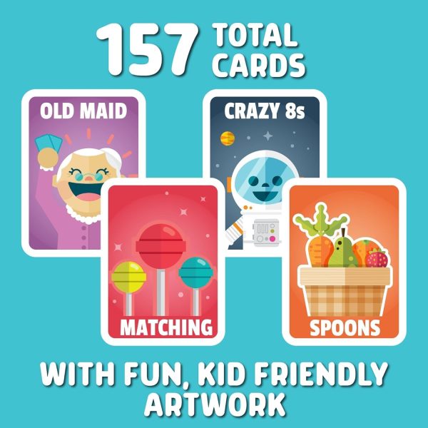 ⁦Chuckle & Roar - Classic Card Games 4pk - Ages 4 and up - Family Game Night - Old Maid, Crazy 8s, Spoons, Matching⁩ - الصورة ⁦3⁩