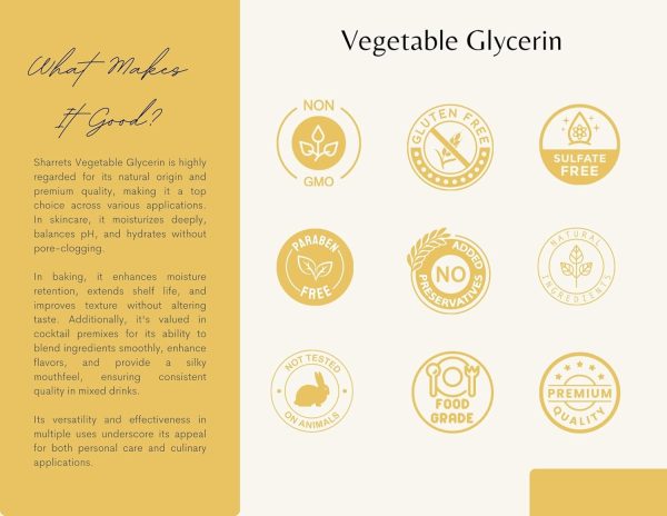 ⁦Sharrets Vegetable Glycerine Edible Food Grade USP, 200g - Glycerine/Glycerin for Skin Fondant Body Cake Icing Face Lips DIY Soap Making, Halal Certified, Non GMO Gluten Free - USP/FCC/IPEC⁩ - الصورة ⁦6⁩
