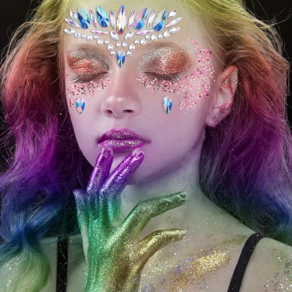 ⁦ECVV 6Pcs Face & Nail Stickers for EDM Festivals - Sparkling, Reusable, and Easy to Apply⁩ - الصورة ⁦3⁩