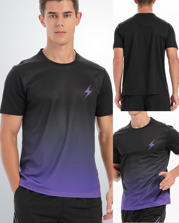 ⁦5 Pack Workout Shirts for Men Athletic Running Gym Quick Dry Short Sleeve Crew Neck T Shirts Tee Tops Bulk⁩ - الصورة ⁦2⁩