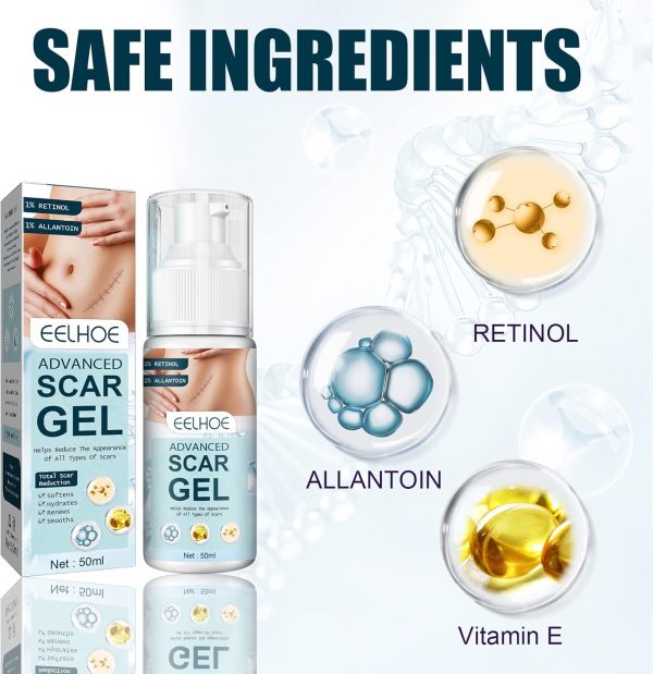 ⁦JDLYEVER Fade Scar Gel 50ml Surgical Scars Skin Hyperplasia Burning Nursing Care Smoothing Scars Repairing Scars, Moisturizing & Hydrating Ingredients Soothe & Nurture Skin, Non-Greasy All Skin Types⁩ - الصورة ⁦9⁩