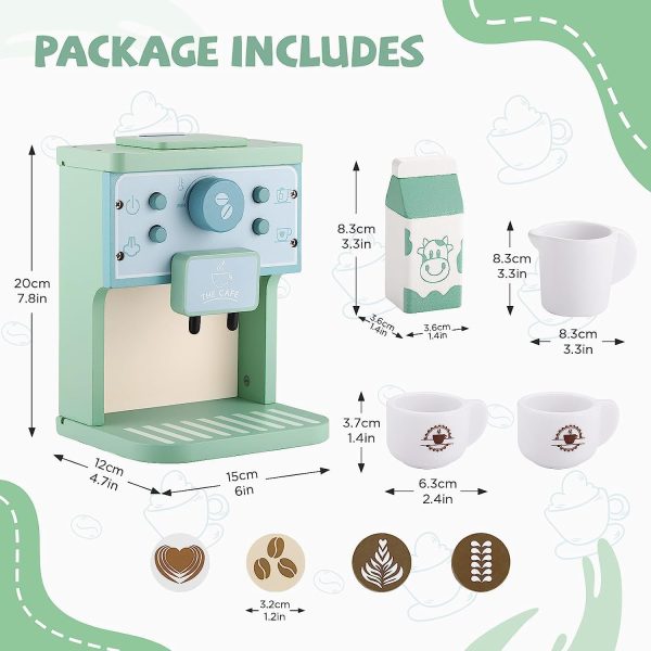 ⁦Soofam Wooden Coffee Maker Set Toy for Kids, Play Kitchen Accessories, Encourages Imaginative Play, Upgraded Toy Coffee Set for Kids-Fun and Colorful for Girls and Boys⁩ - الصورة ⁦4⁩