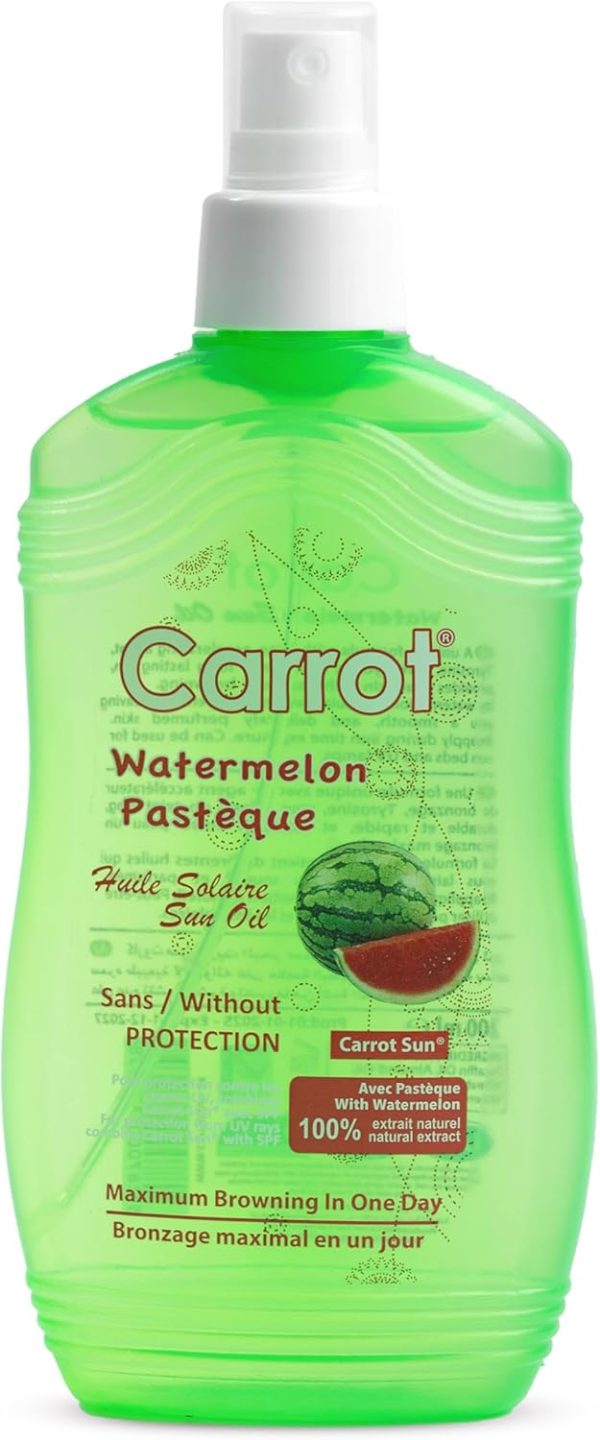 ⁦Pack of 3 - Gold, Watermelon & Tropical Fruit Tanning Oil Spray Trio Bundle by CarrotSun 3 X 200ML– 3 Natural Oil Sprays for a Glowing Tan & Nourished Skin⁩ - الصورة ⁦5⁩