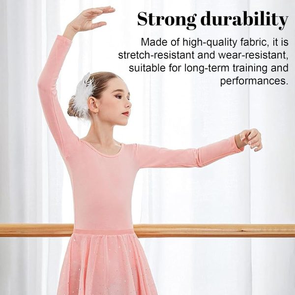⁦Trezalmyx Girls Ballet Leotard with Long Sleeve, Crisscross Back Dance Dress & Removable Shiny Skirt Combo for Kids⁩ - الصورة ⁦5⁩