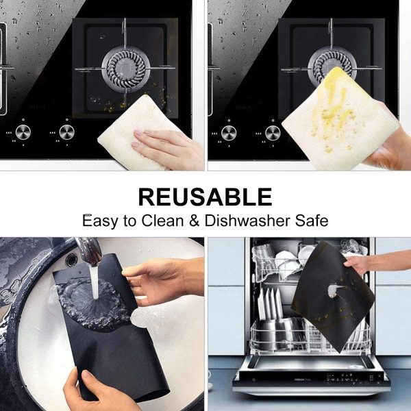 ⁦X spring Stove Burner Covers, 10 Pack Stove Top Cover, 0.2 MM Double Thickness, Non Stick Reusable Gas Stove Protector, Gas Range Protectors for Kitchen Cuttable Easy to Clean Size 27 27 Cm (Black)⁩ - الصورة ⁦6⁩