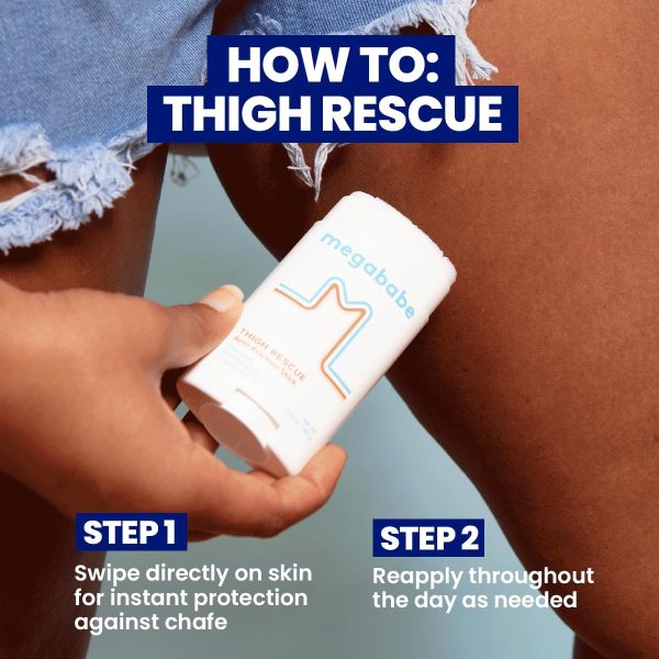 ⁦Megababe Thigh Rescue Anti-Chafe Stick | Prevents skin chafe & irritation | Thighs, arms, bra-lines & more | Vacation Summer Essentials | 2.12oz (Pack of 1)⁩ - الصورة ⁦5⁩