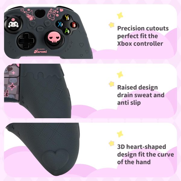 ⁦غطاء حماية لذراع تحكم Xbox One Series X من كويتمور جراب واقي السيليكون الناعم مضاد للانزلاق متوافق مع ذراع غطاءين لمقبض الابهام - كيه ال ام أسود⁩ - الصورة ⁦3⁩