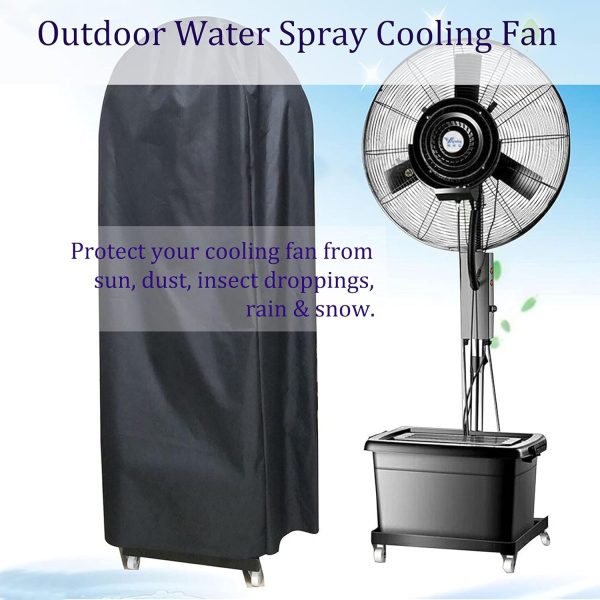 ⁦J&C Waterproof Misting Fan Cover for Industrial and Outdoor Cooling - Heavy Duty Black Dustproof Large Case With Water Tank (No Fan)⁩ - الصورة ⁦2⁩
