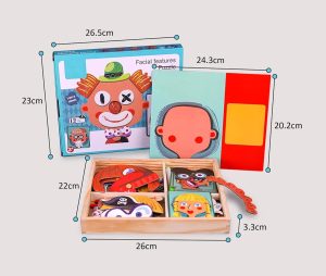GOISHTRIE Facial Features Puzzle Magnetic Double Sided Clown Face Assembly and Drawing Board Game Puzzle Pieces for Kids Children Learning Toy