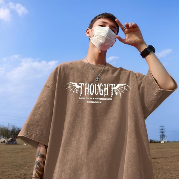 ⁦Lubpow Mens Acid Wash Tshirt Oversized Vintage Graphic T-Shirts Cool Grunge Rose Floral Shirt Trendy Y2K Streetwear Tee Tops⁩ - الصورة ⁦2⁩