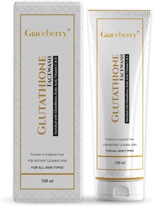 Graceberry Brightening L-Glutathione Face Wash with Vitamin C & E, Glycolic acid and Kojic Acid For Deep Cleansing | Face Wash For Woman & Men | All Skin Type | 100GM