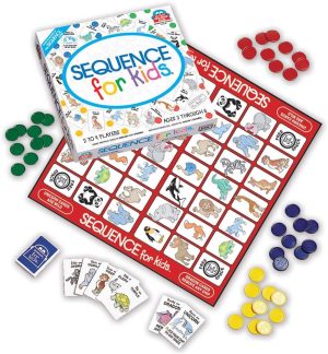 HALAMODO Sequence Box Edition Board & Card Game, Junior Sequence for Kids Age 3+ for Gifting, Party, Picnic, Time Spending With Party Funny Toy Family Games(2-4 Players)