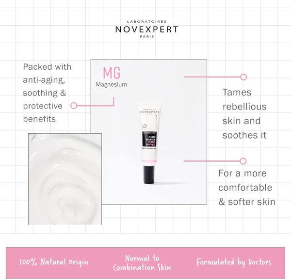 ⁦Novexpert Velvety Hydro-Biotic Fluid - Light Textured Face Cream - Fast-Absorbing, Soothing Sensation - Smooth, Hydrated And Supple Skin - Hypoallergenic - Vegan - Normal To Combination Skin - 1 Oz⁩ - الصورة ⁦2⁩